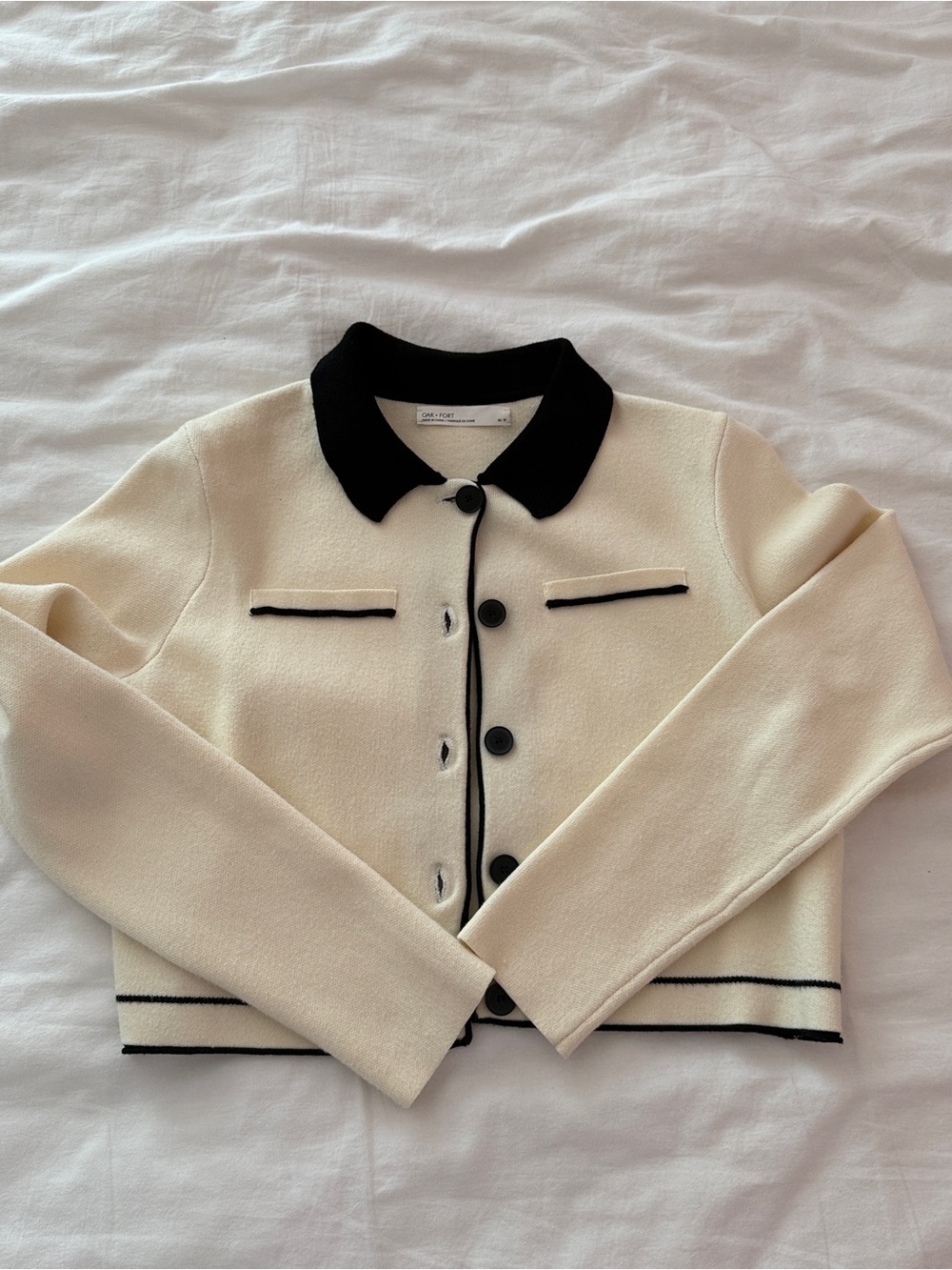 OAK + FORT Cream Jacket with Black Trim